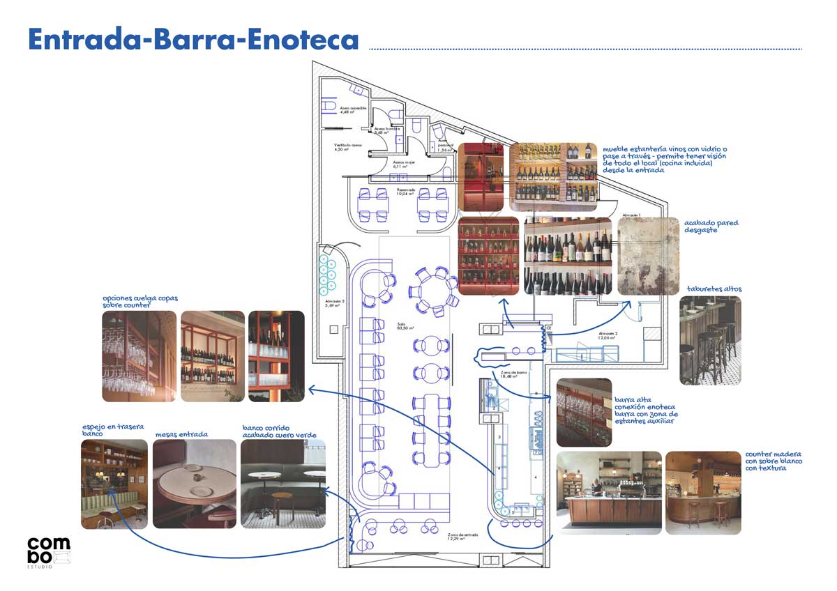plano reforma restaurante Papla entrada enoteca